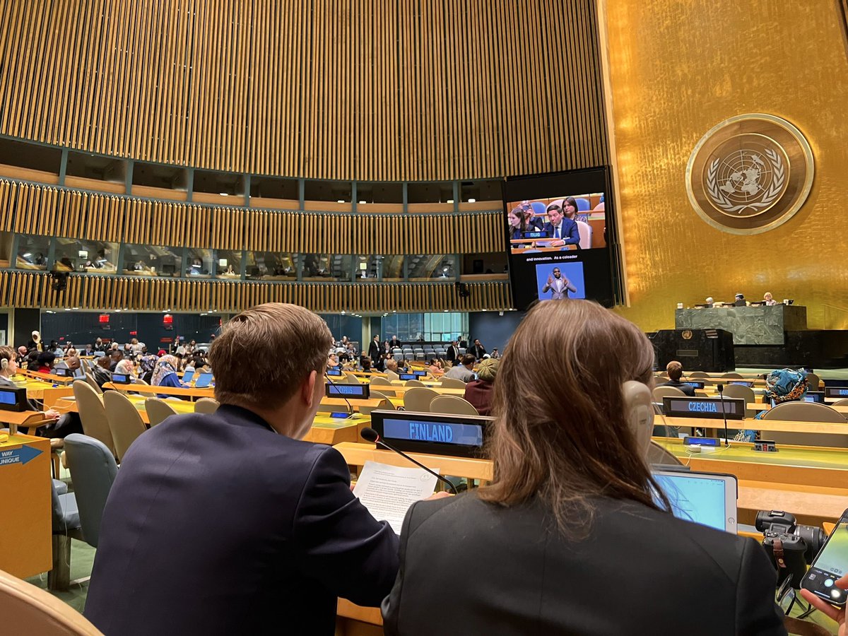 Minister Blomqvist gave Finland’s National Statement at #CSW67, focusing on the possible role of technology &amp; innovations in promoting gender equality

International cooperation is a must to tackle sexual and gender-based violence,both online &amp; offline

🔗 finlandabroad.fi/web/un/current…