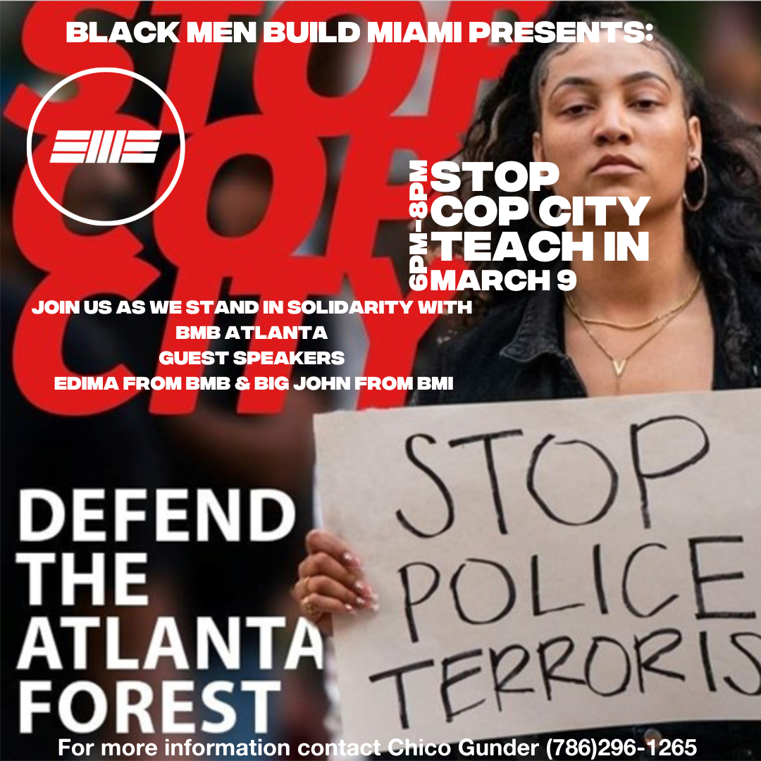 blackmenbuild's tweet photo. 🚨STOP COP CITY ACTIONS FOR MARCH 9TH🚨

BLACK MEN BUILD IS MOBILIZING TOMORROW ACROSS THE COUNTRY IN SOLIDARITY WITH ORGANIZERS IN ATLANTA FOR #STOPCOPCITY.

DM US IF YOU WANT TO GET INVOLVED https://t.co/0yi3dMZlqQ