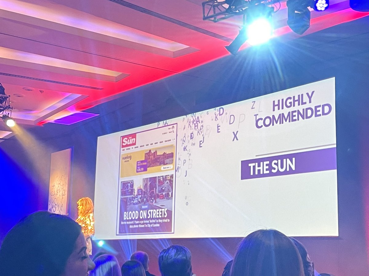 Highly Commended for News Website of the Year at #ThePressAwards, @TheSun.
