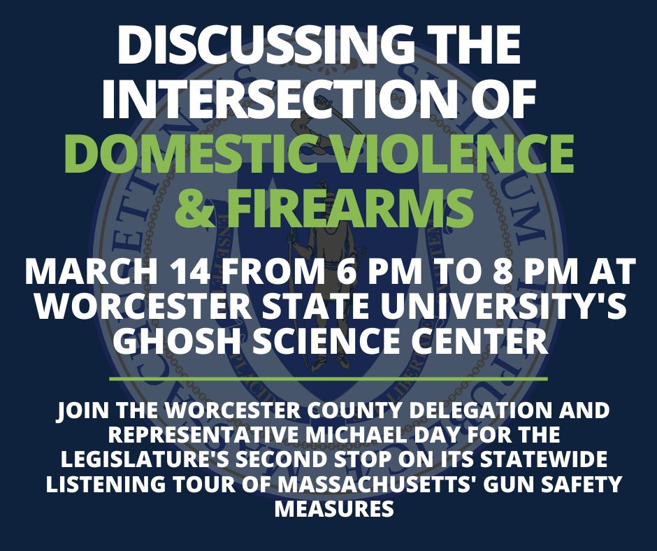 Rep. John Mahoney (@repjohnmahoney) on Twitter photo Please join us at <a href="/WorcesterState/">Worcester State</a> on Tuesday, March 14th, from 6PM-8PM. My colleague, <a href="/mikeday4rep/">Michael Day</a> (the House Chair of the Judiciary Committee), will lead a roundtable discussion focusing on the relationship between firearms and domestic violence. #Worcester #mapoli Please join us at <a href="/WorcesterState/">Worcester State</a> on Tuesday, March 14th, from 6PM-8PM. My colleague, <a href="/mikeday4rep/">Michael Day</a> (the House Chair of the Judiciary Committee), will lead a roundtable discussion focusing on the relationship between firearms and domestic violence. #Worcester #mapoli
