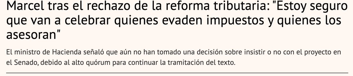 Triste y decepcionante exabrupto de Marcel

Muchos celebramos públicamente su nombramiento como Ministro

Hay muchas y legítimas razones para oponerse a reforma tributaria

Acusar de evasores a quienes no piensan como ėl….mal, muy pobre…. Van varias sorpresas…