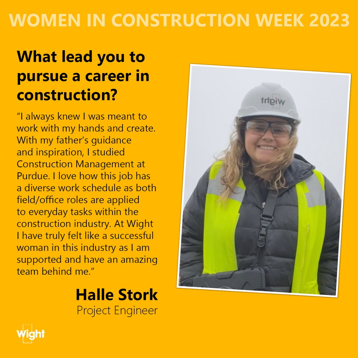 wightco's tweet photo. We’re Celebrating Women in Construction Week by showcasing a few of our own.  We asked the women on our Wight Construction Team to tell us about their unique career paths.
#wicweek23 #wicweek #25yearsofwicweek #manypathsonemission https://t.co/WXdIGkhPC5