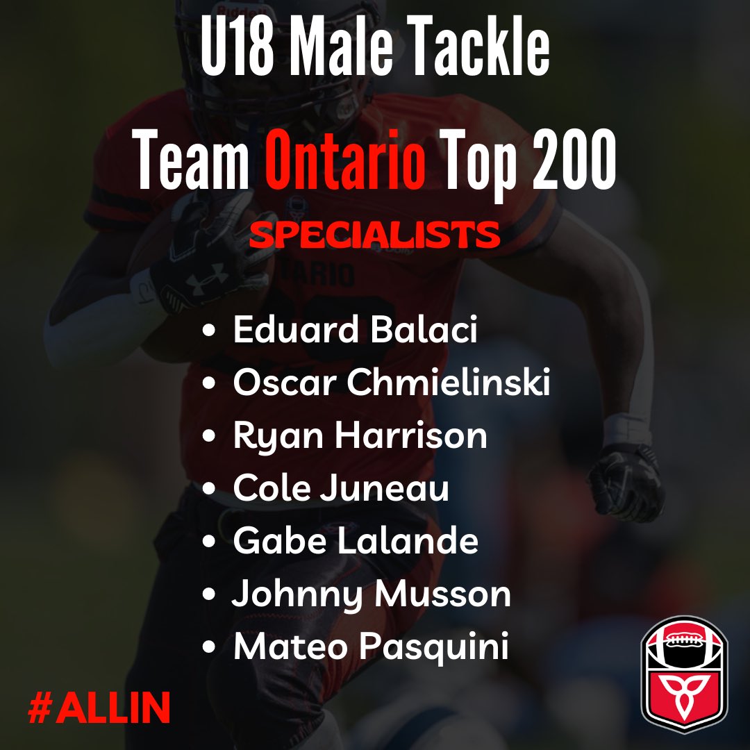 We are excited to unveil our 2023 U18 Male Tackle Development Camp to be held at the University of Toronto on April 1/23!

Congratulations to the Top 200 Players who have received an invite to the 2023 Development Camp!

More: footballontario.net/2023/03/08/foo…

#ALLIN 
(2/2)