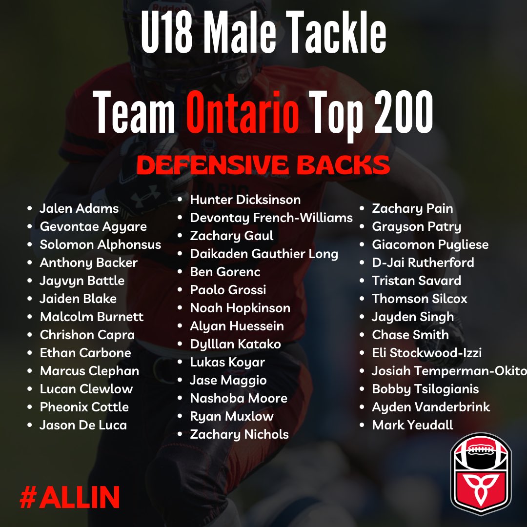 FootballOntario's tweet photo. We are excited to unveil our 2023 U18 Male Tackle Development Camp to be held at the University of Toronto on April 1/23!

Congratulations to the Top 200 Players who have received an invite to the 2023 Development Camp!

More: https://t.co/ohytrwbhQL

#ALLIN 
(2/2) https://t.co/19mvE6HGae