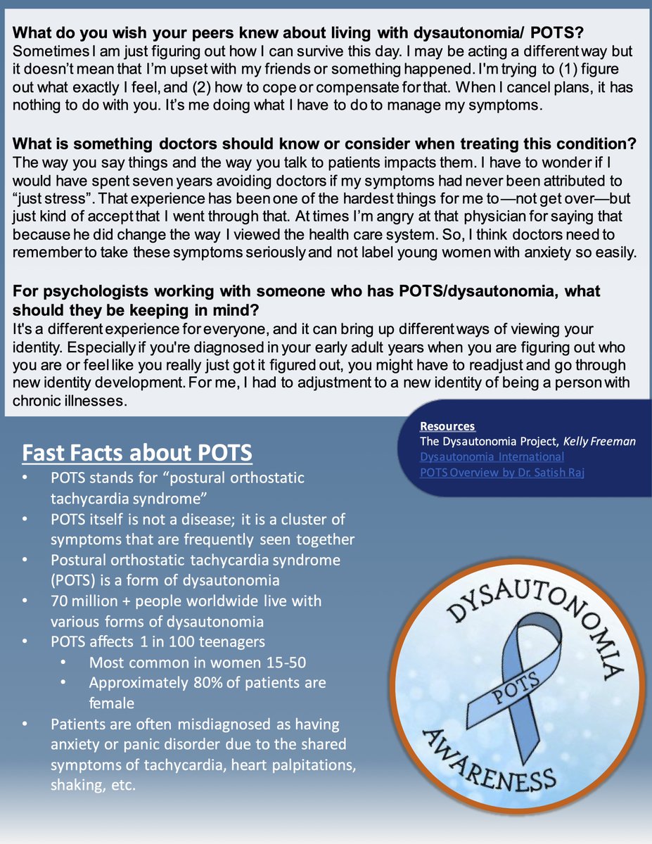 Check out this Interview with an AYA, who shares her experience with POTS. Created by myself and the AYA SIG! #thisishealthpsych