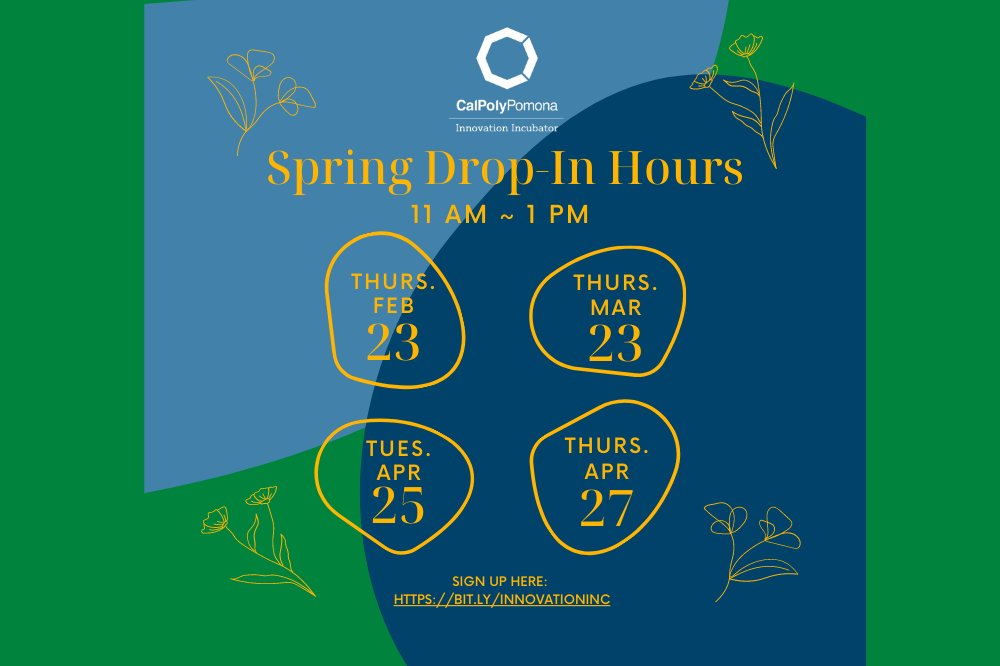 ai_cpp's tweet image. Interested in learning about how to participate in micro-internships, PolyX, and digital badging? Be sure to stop by Innovation Incubator&apos;s Spring Drop-In Hours! Register here bit.ly/InnovationInc