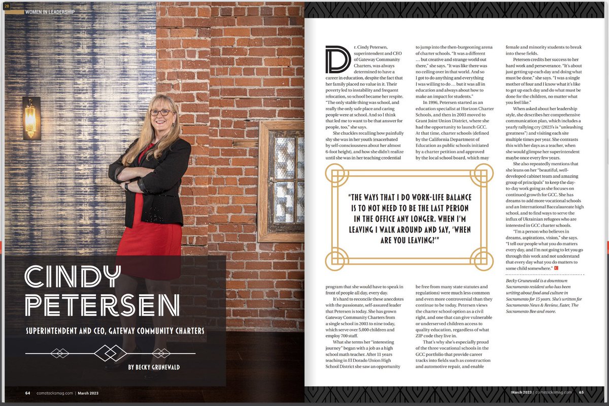 GCC_Charters's tweet photo. To celebrate International Women’s Day we are excited to celebrate our Superintendent/CEO Dr. Cindy Petersen! Dr. Petersen was recognized and featured in Comstock Magazine’s March issue! Congratulations Dr. Petersen!!! #gcc_charters #unleashinggreatness #gcc20yearsofimpact https://t.co/2mnBgRl1i8