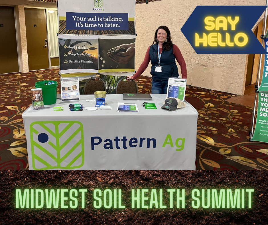 PatternAg's tweet photo. If you'll be at the Midwest Soil Health Summit today or tomorrow, stop by &amp; see Sierra.

Start using our predictive analysis to know what risks you'll be facing this coming season &amp; treating them before you see them in your fields.

# Agtwitter #Predictiveag https://t.co/CQBAmoRZyD