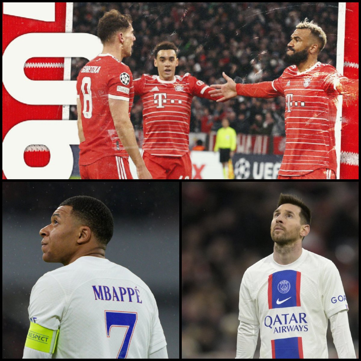 LA JERARQUÍA! NO SE COMPRA!
#BayernMunich clasificado a 4tos de <a href="/ChampionsLeague/">UEFA Champions League</a> el #PSG "siga participado" otra vez se marcha en 8vos. Goles de Choupo Moting y Gnabry. 2x0 resultado de este partido pero en GLOBAL 3x0.