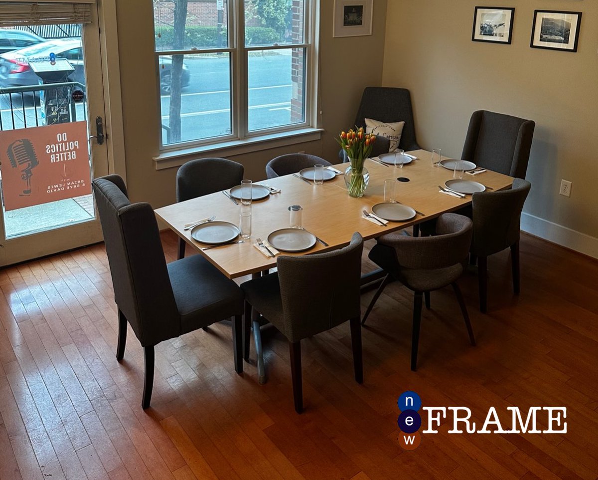 NewFrameInc's tweet photo. The 1st #DoPoliticsBetter dinner since COVID starts tonight.

A House Republican, a Senate Democrat, an #NCGA staffer, a non-New Frame lobbyist, &amp; the New Frame team will dine.  

No photos, no video, no reporting, just honest #ncpol conversation, &amp; @skydiving11's great food. https://t.co/mTBcngHPMf