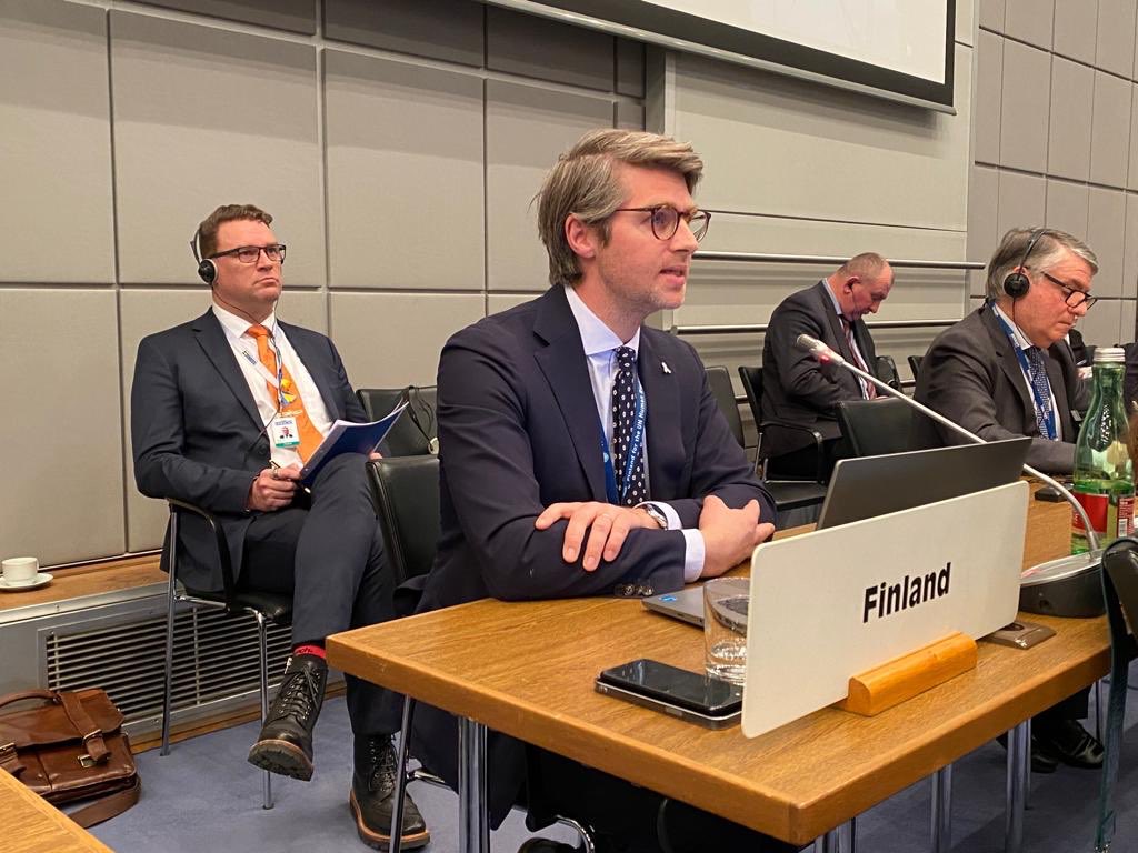 SebaGahnstrom's tweet photo. Today we celebrated equal rights. After 🇷🇺’s full-scale invasion of 🇺🇦women were among the first responders. #WPS is about recognizing &amp; supporting their agency, while offering protection &amp; support to survivors of #SGBV. Honored to deliver 🇫🇮 statement on #WPS @OSCE today #IWD https://t.co/N5Ba99X3Ut