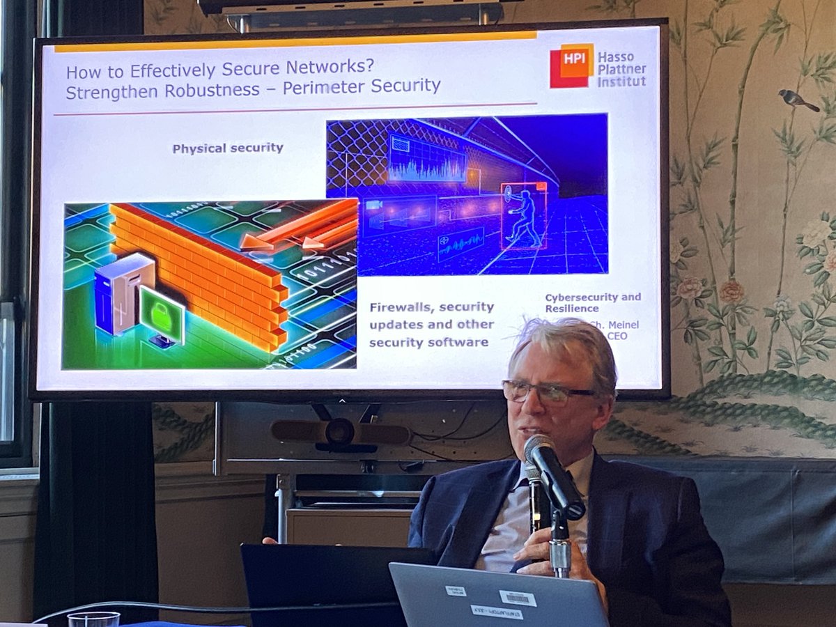 Prof. Christoph Meinel speaking about the importance of security audits, threat monitoring, #encryption &amp; decentralized power supplies to secure networks effectively. ⁦<a href="/BarnardCollege/">Barnard College</a>⁩ ⁦⁦<a href="/HPI_DE/">Hasso-Plattner-Institut</a>⁩ ⁦<a href="/dwih_ny/">DWIH New York</a>⁩ #cybersecurity