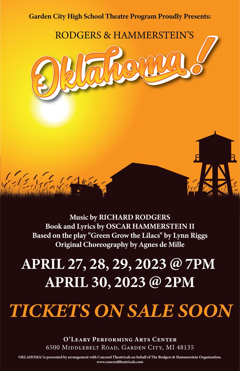 GCTheatreProgra's tweet photo. It’s 50 days until OPENING NIGHT of “Oklahoma!” 

Tickets will be on sale soon! 🎟️ https://t.co/lGVL9jrHpK