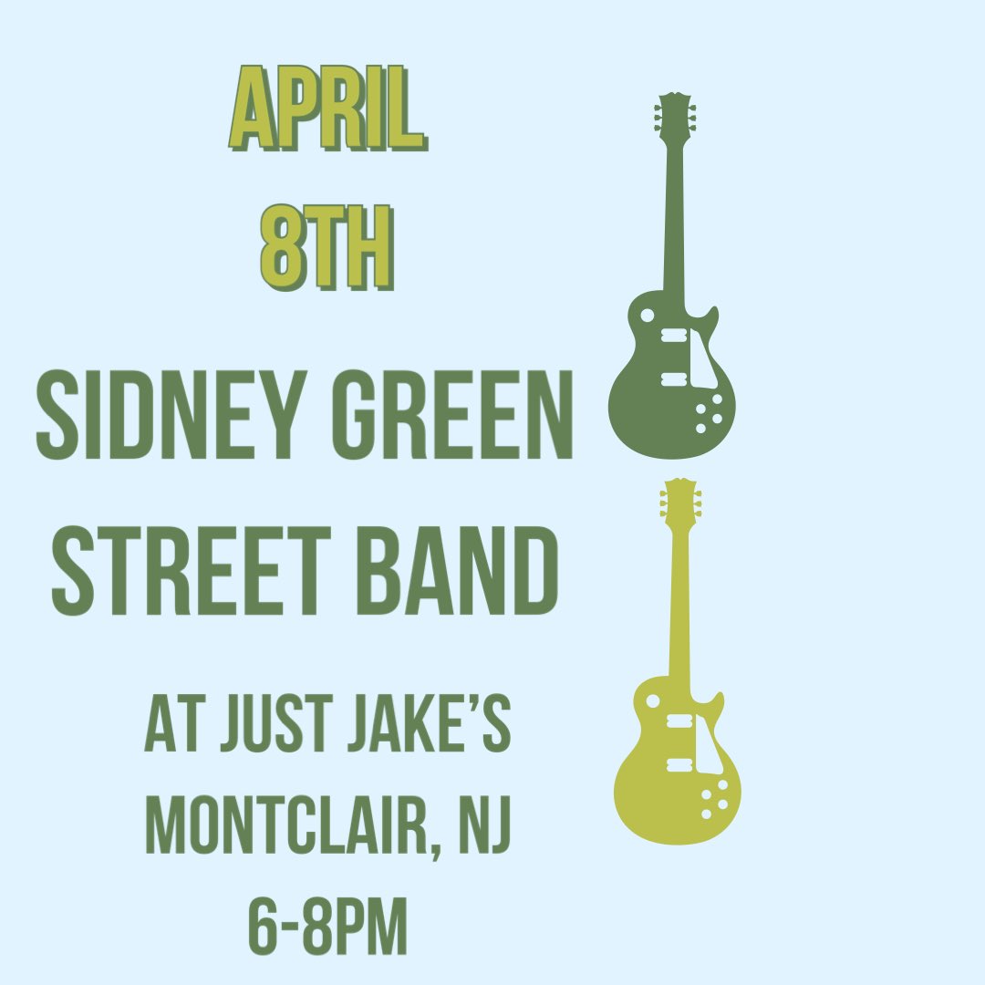We play April 8th at Just Jake’s Montclair, NJ! #SidneyGreenStreetBand #livemusic #nj #njmusic #njmusicscene #rock #blues #guitar #bass #drums #originalmusic #covers #April