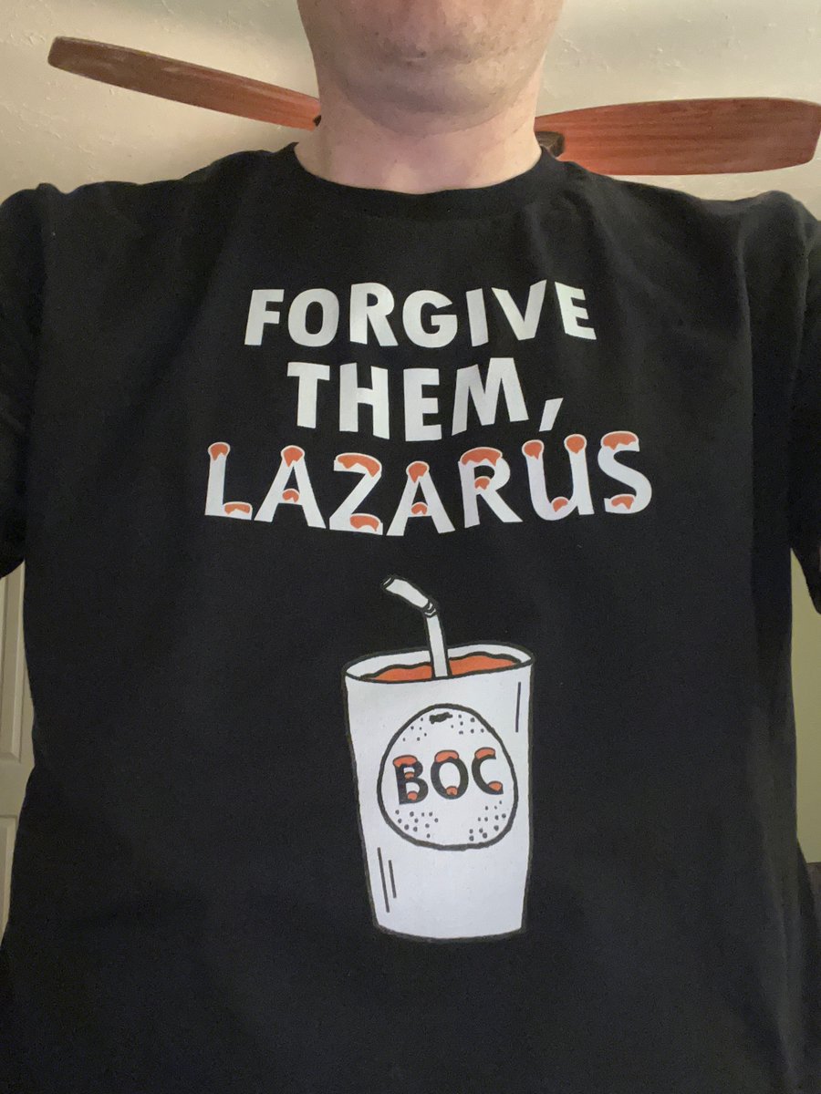 Love the shirt <a href="/BOCpodcast/">Big Orange Couch</a> ! A drink from the chalice of victory brave warriors! #lazarus