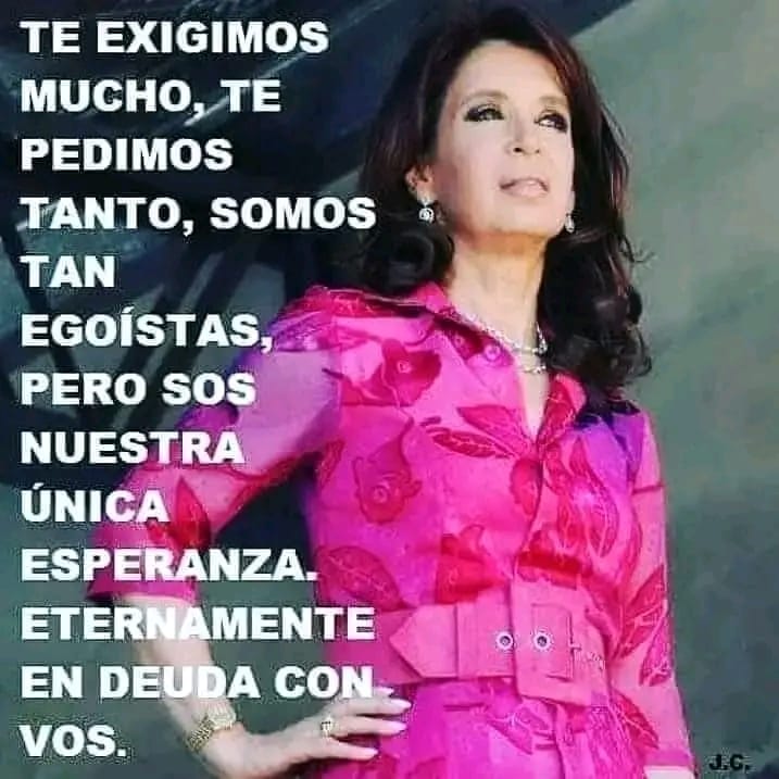 Cristina Kirchner
#Kirchnerismo 
Tal cual ...es la única a la que le 
importa el Pueblo🇦🇷