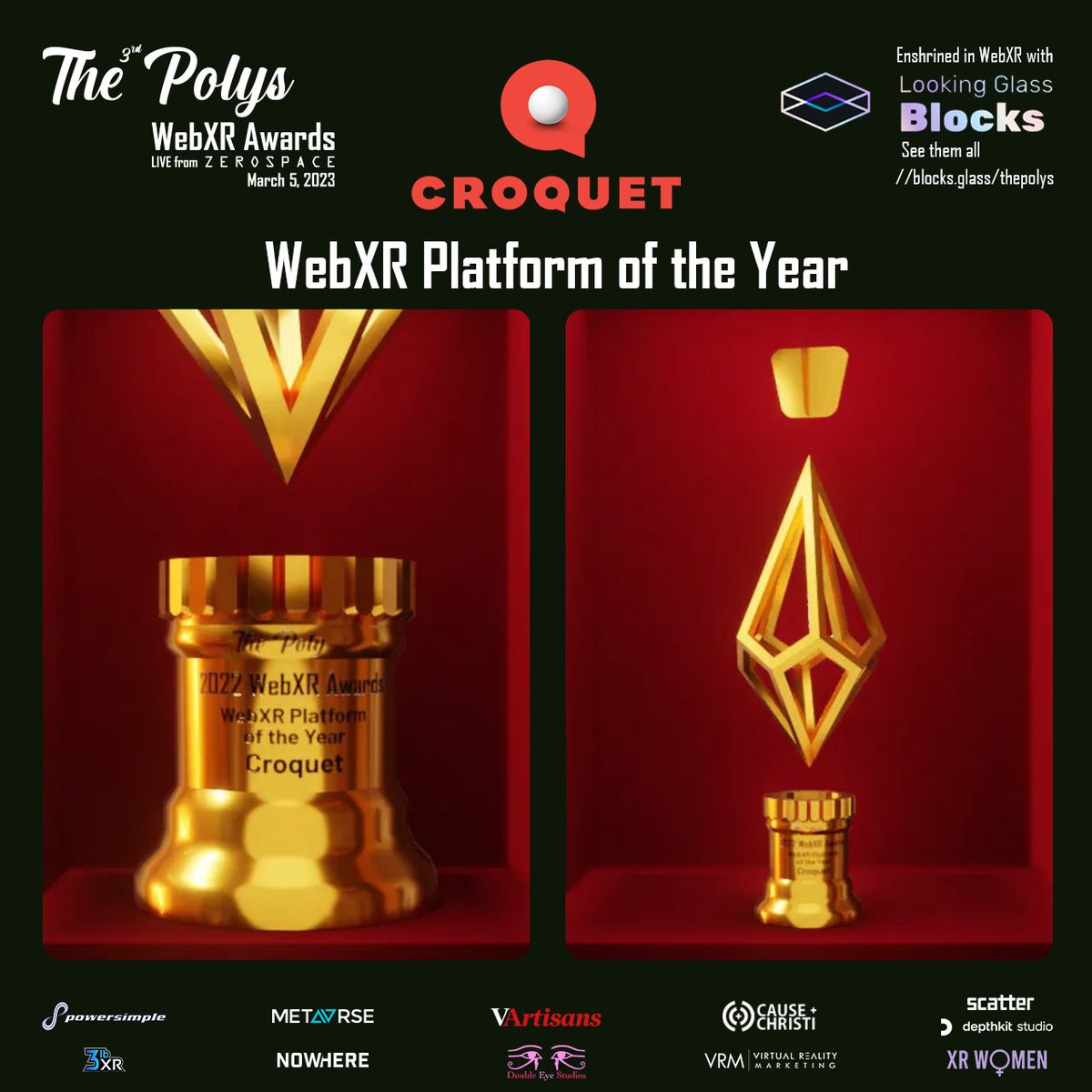 The Polys - Immersive Awards (@webxrawards) on Twitter photo Congratulations <a href="/CroquetIO/">Croquet</a> <a href="/codefrau/">Vanessa Freudenberg</a> <a href="/gocroquet/">David A Smith</a> on winning WebXR Platform of the Year at the 3rd Polys - Web Awards hosted by <a href="/juliesmithso/">Julie Smithson</a> on March 5th LIVE from <a href="/ZeroSpaceNYC/">ZeroSpace</a> hosted by <a href="/juliesmithso/">Julie Smithson</a>
See all the winners blocks.glass/thepolys Congratulations <a href="/CroquetIO/">Croquet</a> <a href="/codefrau/">Vanessa Freudenberg</a> <a href="/gocroquet/">David A Smith</a> on winning WebXR Platform of the Year at the 3rd Polys - Web Awards hosted by <a href="/juliesmithso/">Julie Smithson</a> on March 5th LIVE from <a href="/ZeroSpaceNYC/">ZeroSpace</a> hosted by <a href="/juliesmithso/">Julie Smithson</a>
See all the winners blocks.glass/thepolys