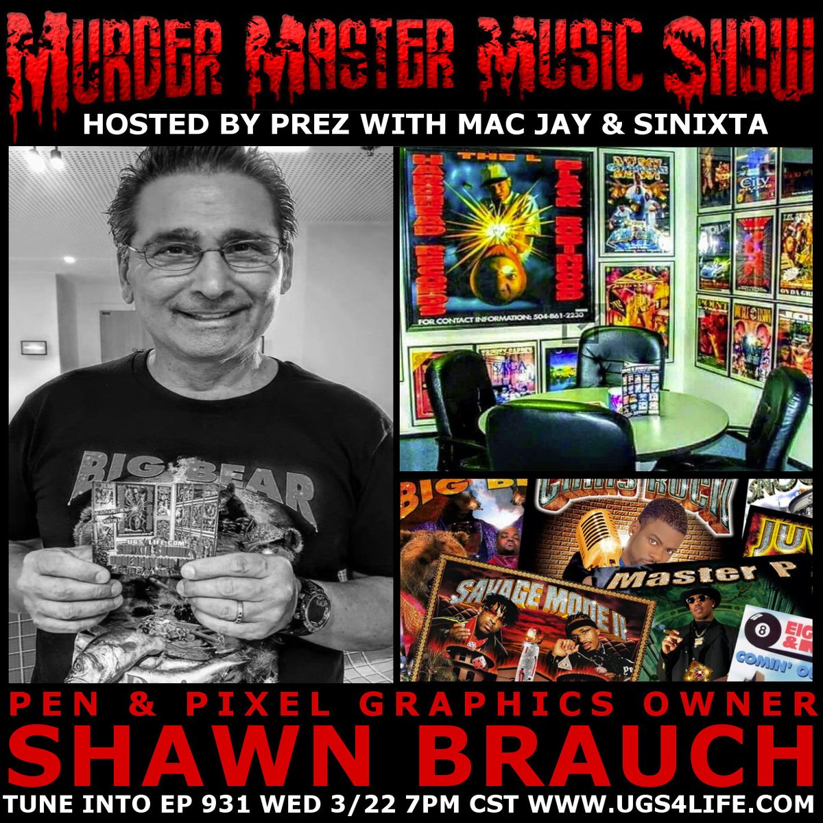 UGSocietyFTI's tweet photo. Ep 931 Wed 3/22 w/ Shawn Brauch of Pen &amp; Pixel Graphics 7pm CST @ https://t.co/YaZWjcGP2K 
#penandpixelgraphics 
#murdermastermusicshow 
#graphicart #graphics #undergroundhiphop #realhiphop #rappodcast #rapinterviews #art #hiphopart #albumcover https://t.co/1ASK0amJPK