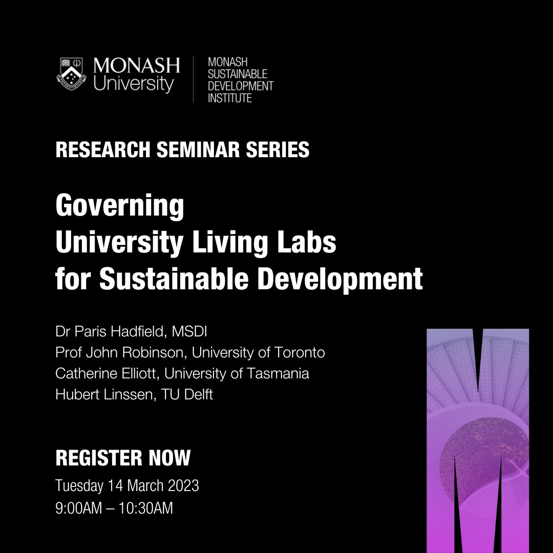 Monash Sustainable Development Institute (@monashmsdi) on Twitter photo 📅 <a href="/ParisHadfield/">Paris Hadfield</a> <a href="/dasharp/">Darren Sharp</a> <a href="/sam__rye/">Sam Rye</a> <a href="/Robraven/">Rob Raven</a>, Jonas Pigeon, Xiaoyang Peng & Mures Zarea explore #innovation & #sustainability through #UniversityLivingLabs| Register here: shorturl.at/zKLUV
<a href="/GIID_org/">The Global Institute on Innovation Districts</a> <a href="/openlivinglabs/">ENoLL</a> <a href="/UofT/">University of Toronto</a> <a href="/TheGrnVillage/">The Green Village</a> <a href="/EdSust/">UoE Sustainability</a> <a href="/NTUsg/">NTU Singapore</a> <a href="/Unicamp_Global/">Unicamp Global</a> 📅 <a href="/ParisHadfield/">Paris Hadfield</a> <a href="/dasharp/">Darren Sharp</a> <a href="/sam__rye/">Sam Rye</a> <a href="/Robraven/">Rob Raven</a>, Jonas Pigeon, Xiaoyang Peng & Mures Zarea explore #innovation & #sustainability through #UniversityLivingLabs| Register here: shorturl.at/zKLUV
<a href="/GIID_org/">The Global Institute on Innovation Districts</a> <a href="/openlivinglabs/">ENoLL</a> <a href="/UofT/">University of Toronto</a> <a href="/TheGrnVillage/">The Green Village</a> <a href="/EdSust/">UoE Sustainability</a> <a href="/NTUsg/">NTU Singapore</a> <a href="/Unicamp_Global/">Unicamp Global</a>