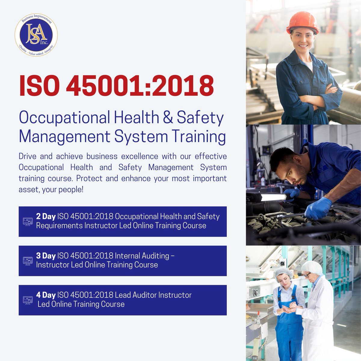 gojsainc's tweet image. ISO 45001: 2018 Training Courses

At Jack Sekhon &amp;amp; Associates, Inc. we utilize accelerated learning techniques to ensure you fully understand ISO 45001.

#ISO9001 #ISO14001 #ISO45001 #QMS #EMS #OHS #ISOStandards #ISOTrainingCourses #healthandsafety #trainingcourses #vancouver