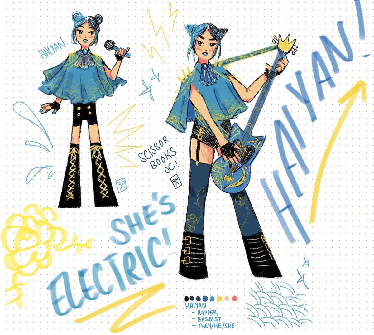 scissorbooks's tweet photo. anyone remember tianyu and her rock band :) i want to give them a real storyline / universe soon https://t.co/QeRlmAAEIo