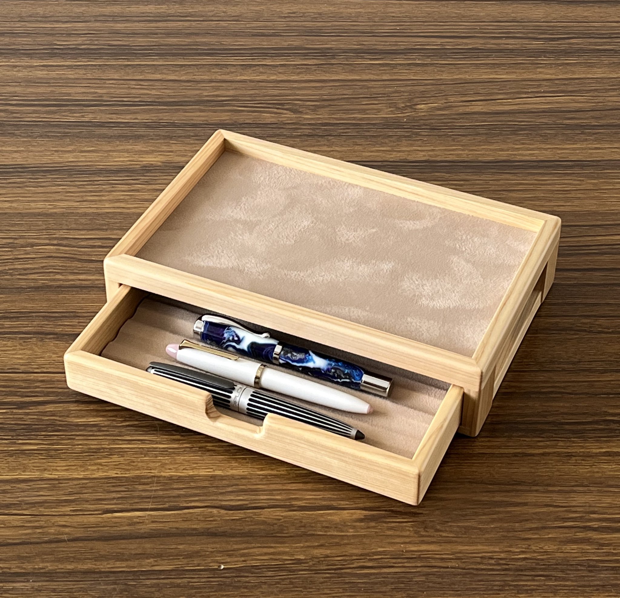 状態良好］豊岡クラフト ペントレイ（固定蓋付き）