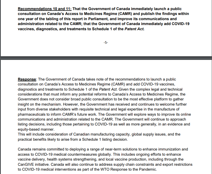 HealthLawAdamH's tweet photo. Debatable whether #CAMR is salvageable, but dodging the issue of unquestionable dysfunction is unhelpful. 
The non-answer on including #COVID19 products on #Schedule1 (itself an unnecessary barrier) is really lame.
Remember, 🇨🇦hyped CAMR/#TRIPS #Article31bis at the #WTO, &amp; yet... https://t.co/QDDYrcaXHs