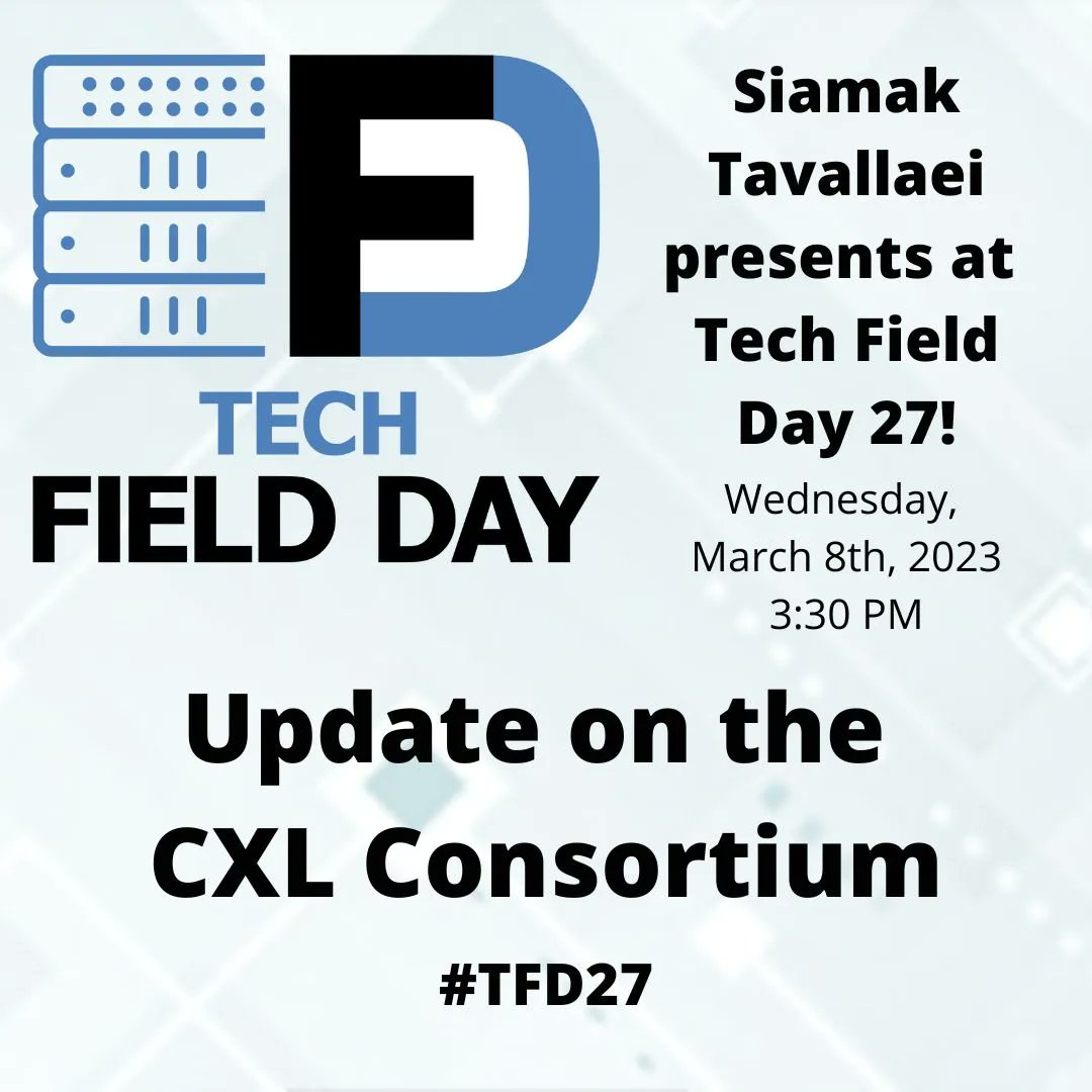 Live now, it's a special presentation on the #CXLConsortium and an update on @ComputeExLink from Siamak Tavallaei at Tech Field Day 27! #TFD27 

tfd.bz/3YqVITE