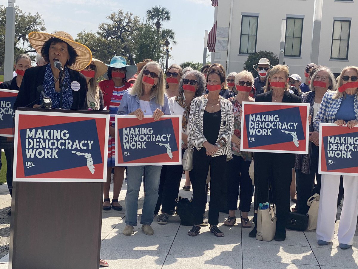 Today, the LWV of Florida hosted a news conference outside of the Florida Capitol highlighting the vast number of bills filed this legislative session that aim to SILENCE Floridians. It’s crucial citizens stand up to protect our democracy and freedom of speech.