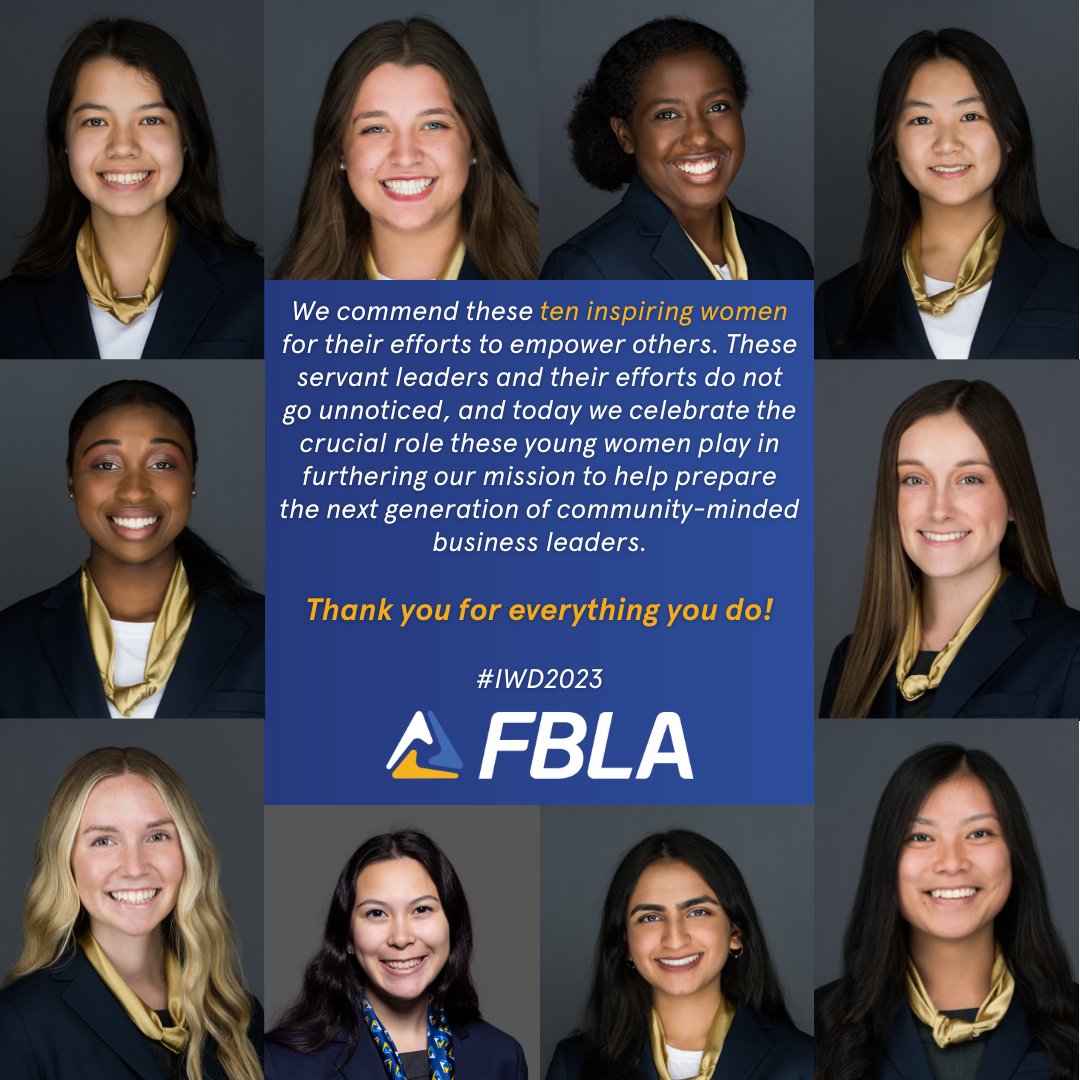 These National Officers inspire us every day as they work to lead our members through their FBLA journey! #IWD2023