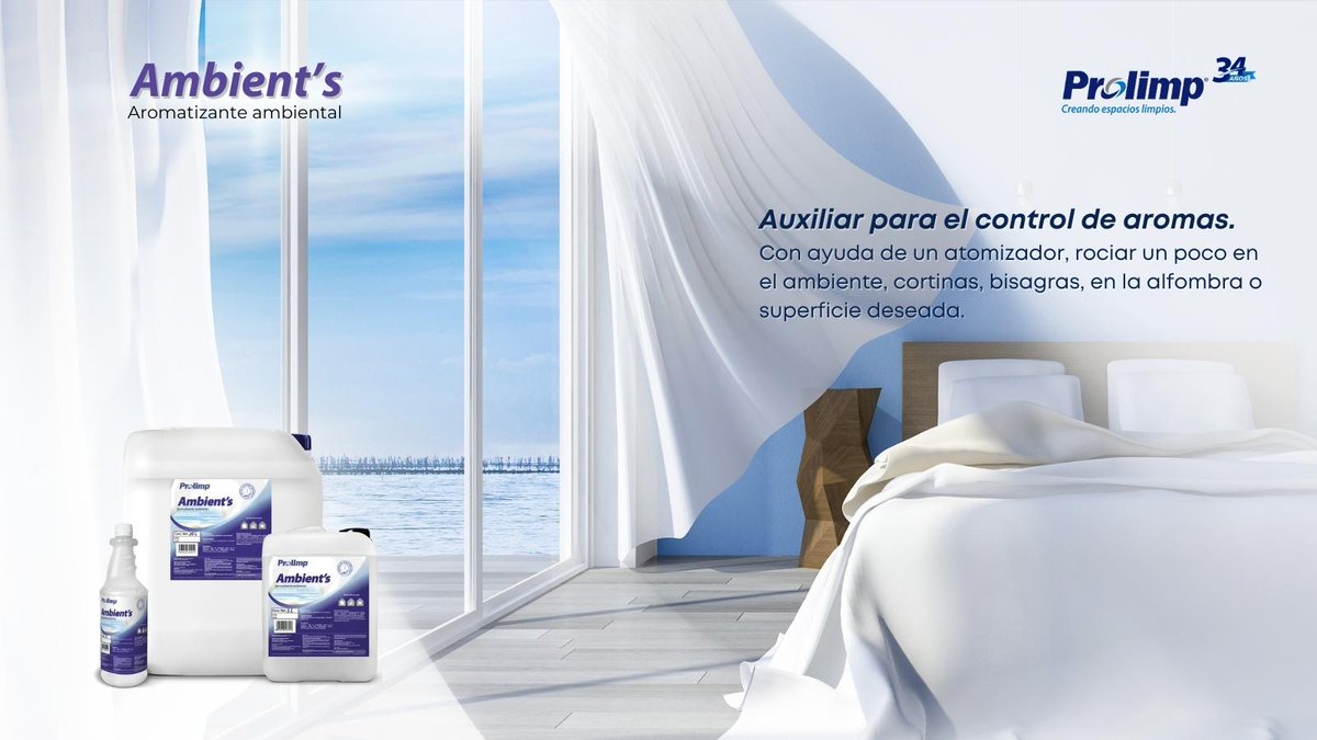 Prolimp02's tweet image. ¿Quieres un ambiente agradable y libre de malos olores? Prueba Ambient's, nuestro aromatizante ambiental que te ayuda a controlar los aromas indeseados.
Sólo necesitas un atomizador y un poco de Ambient's para disfrutar de un ambiente fresco y agradable. #Ambients #Prolimp