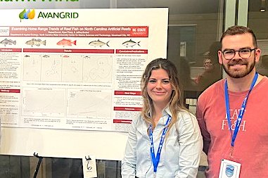 _CMAST's tweet photo. Reese Dorroh, former NCSU Semester at CMAST student, recently presented a poster at the Southern Div of the American Fisheries Society’s annual meeting.  Dorroh created the poster, as part of her Dr. Patricia McClellen-Green 2022 summer fellowship. https://t.co/gqavaQO3Ci