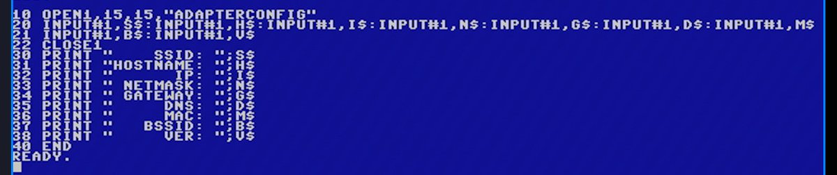 tschak's tweet image. #FujiNet 4 #Commodore currently debugging low level bus handling. This is a test program in BASIC that gets adapter info one line at a time. Using #pulseview to determine where the fault is happening, and a test program to exercise it.