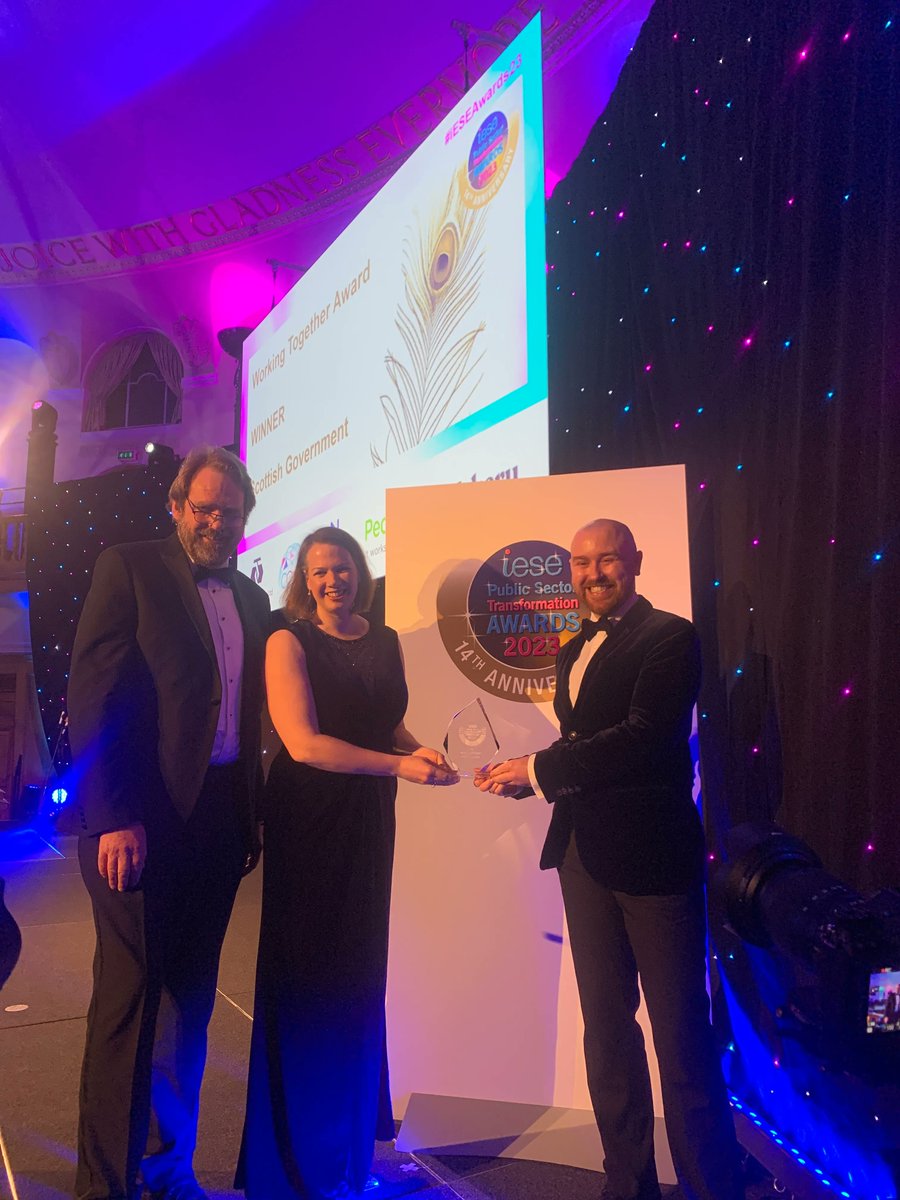 Gold Winner for Working Together Award is @scotgov for their Connecting Scotland Programme! This award is for simplifying the way that residents and local businesses deal with public services, moving resources closer to the customer. #iESEAwards23 #teamworkmakesthedreamwork