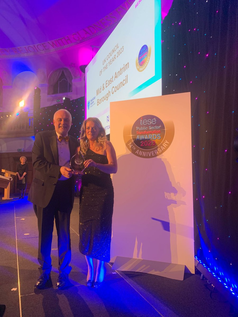 WINNER for UK Council of the Year 2023 is <a href="/mea_bc/">Mid and East Antrim Borough Council</a> 🎉 !!! This award is presented to a Council that is deemed outstanding in transforming its services and creating vibrant communities. #iESEAwards23 #COTY23