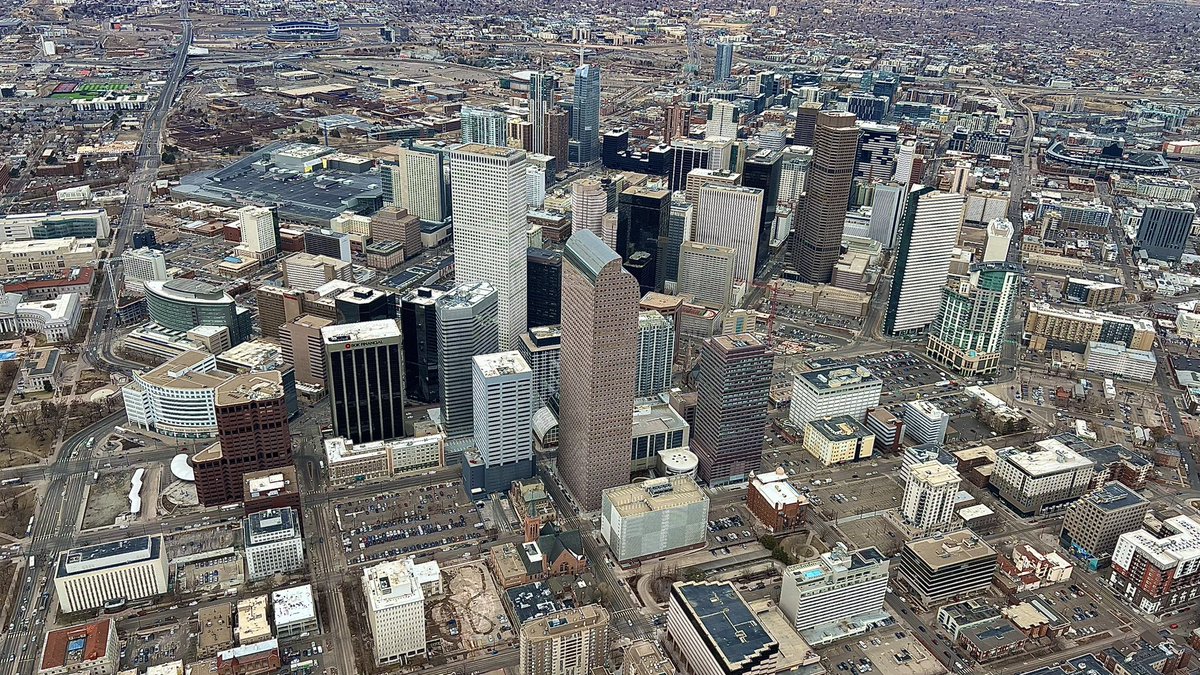 Flying over Denver #downtown #denver #officeview #aerial #colorado #urban #pic #photo #heliview #milehighcity #flying