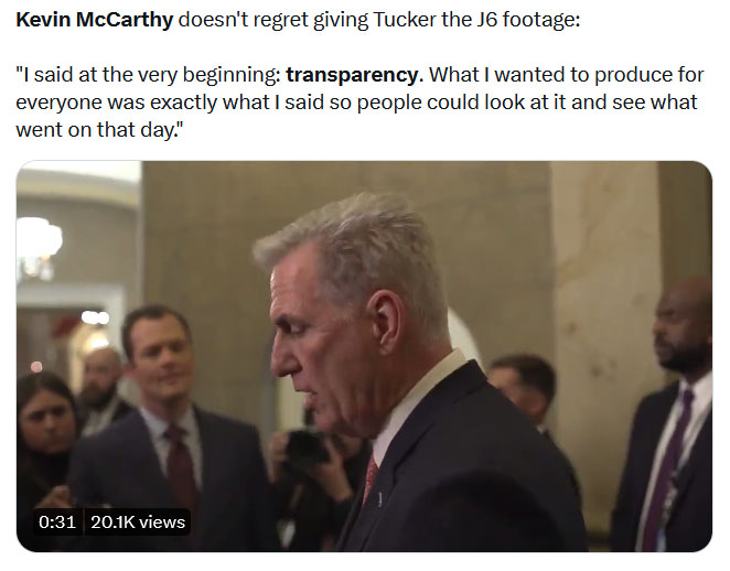 Left2015's tweet image. I'm old enough to remember when Kevin McCarthy cared SO much about TRANSPARENCY that he refused a Jan 6. subpoena.