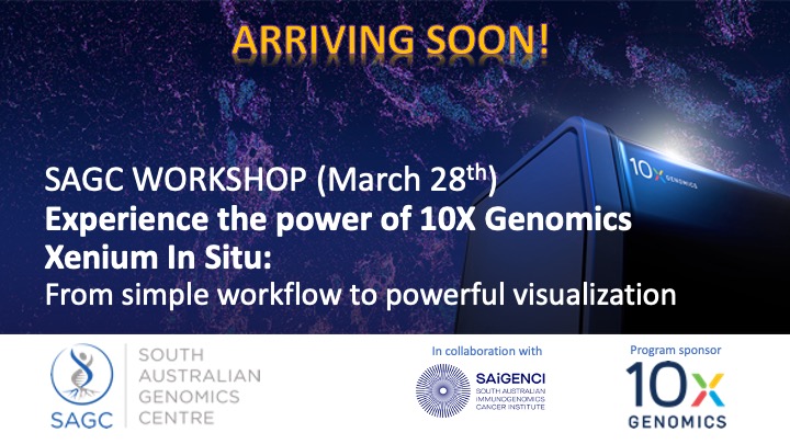 SA_genomics's tweet photo. Xenium from @10xGenomics is arriving soon @SA_genomics SAGC - one of only 2 in Australia! 
Join us for a lunch and learn on March 28th @sahmriAU and see how the Xenium platform can reveal new insights into cellular structure and function. https://t.co/XFw9OzxKKx https://t.co/halkl4k0IA