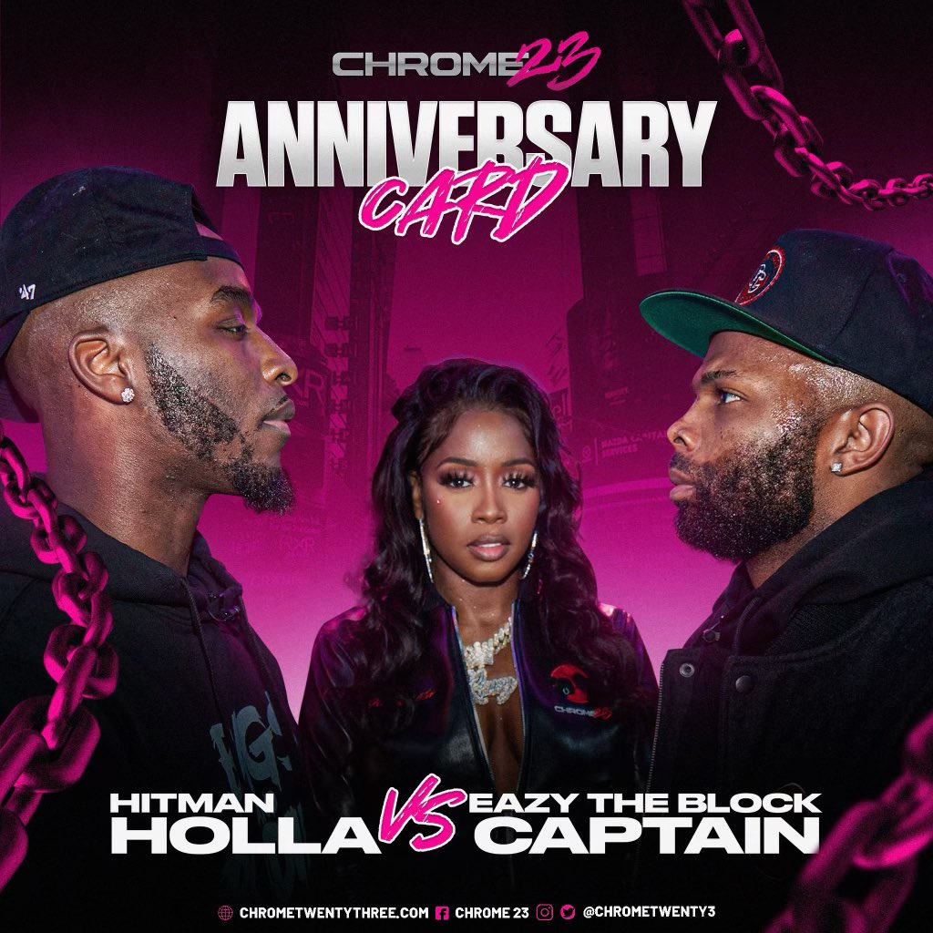 Hitman Holla vs. Eazy The Block Captain 
(Full Battle) LIVE on YouTube at 8PM EST!
youtu.be/-6_jqJwoluY
<a href="/HitmanHolla/">#BallGame✌</a> <a href="/Eazyblockcapt/">The Algorithm Boul</a> <a href="/RealRemyMa/">Remy Ma</a> #HitmanVsEazy #Chrome23