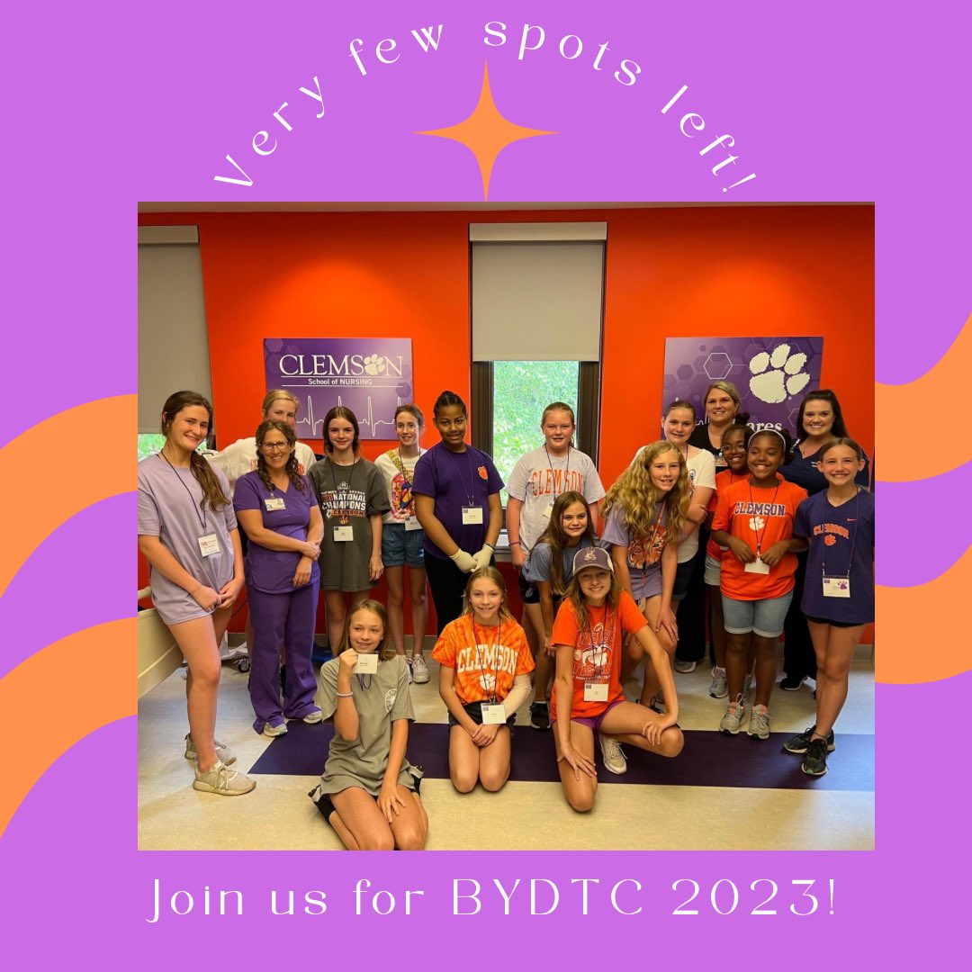 ClemsonWac's tweet image. TELL YOUR FRIENDS! Only a few spots remain for BRING YOUR DAUGHTER TO CLEMSON 2023! Join us for an amazing weekend on campus with super fun activities! Check our previous tweets for FAQ’s and click the link in our bio to grab one of the last remaining spots! 🧡💜 #bydtc2023