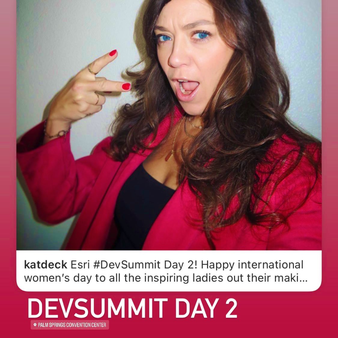 Esri #DevSummit Day 2! Happy international women’s day to all the inspiring ladies out their making an impact. What are some of your stories, achievements, &amp; adventures you’ve accomplished or planned for 2023? 

#esridevsummit #esridevsummit2023 #IWD2023 #InternationalWomansDay