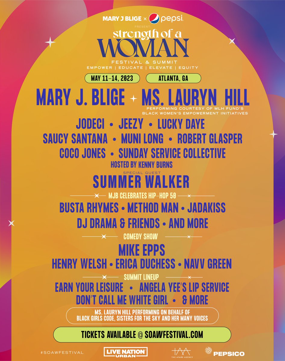 I’ll be performing at ♥️MJB’s Strength of a Woman Festival & Summit in Atlanta, GA on May 13th, repping a handful of organizations with programs working to enhance the lives, welfare and goals of black women. ✨ ticketmaster.com/event/0E005E66…