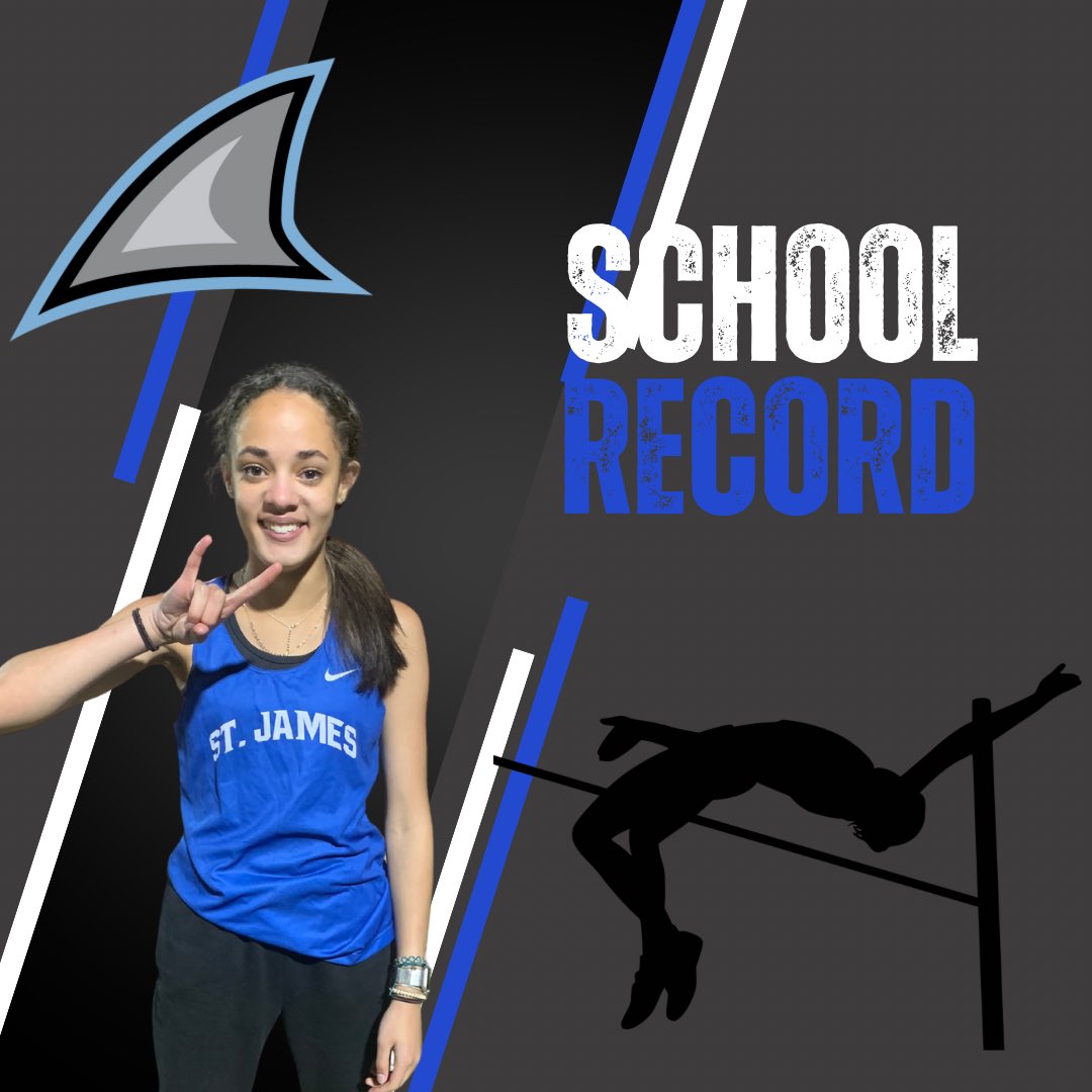 CoachScheuer's tweet photo. NEW SCHOOL RECORD. Kaylee Kearney high jump 4’11” WAY TO GO. @St_James_Sharks @jesharrell #SharksTrack https://t.co/jn9OrCHTHe