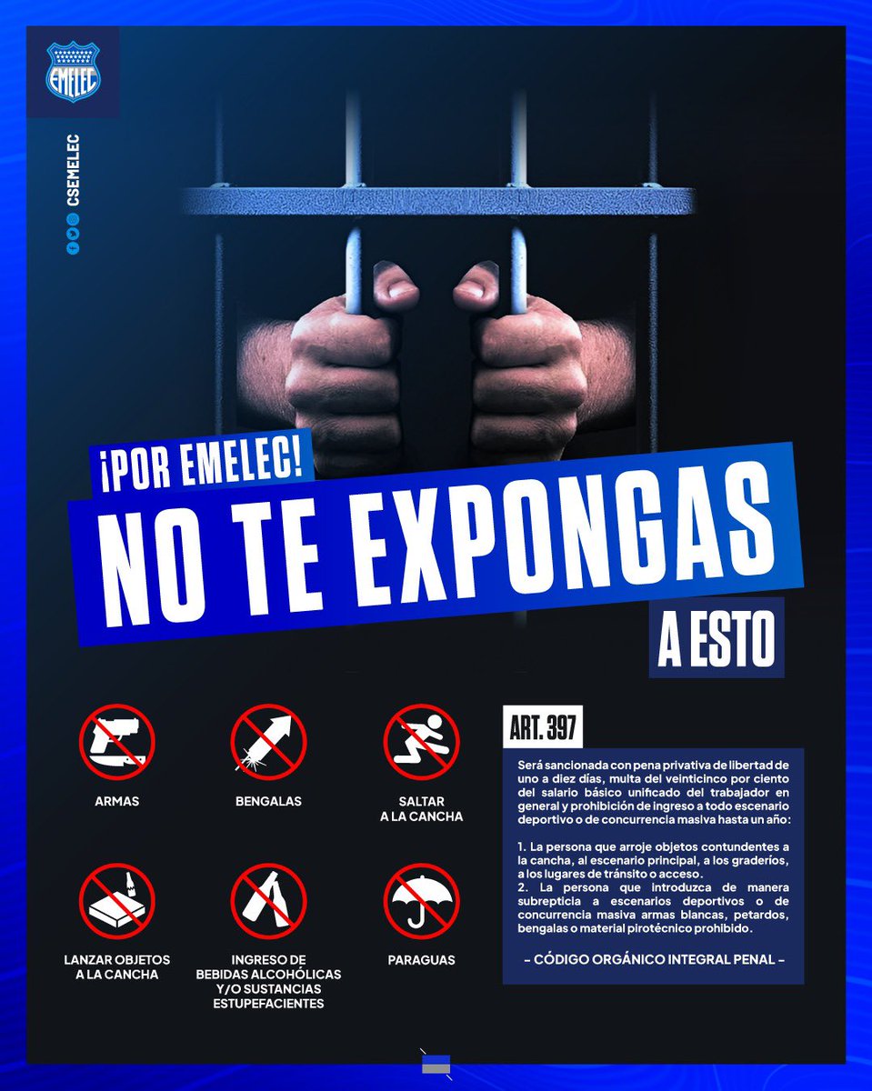malukera's tweet photo. Señores el perjuicio a @CSEmelec es ESCANDALOSO!!! Es tiempo de trabajar en equipo!!! SE BUEN HINCHA, CUIDA A TU CLUB! SI NO SE VAN PRESOS! #yabasta https://t.co/CBOGccTmrf