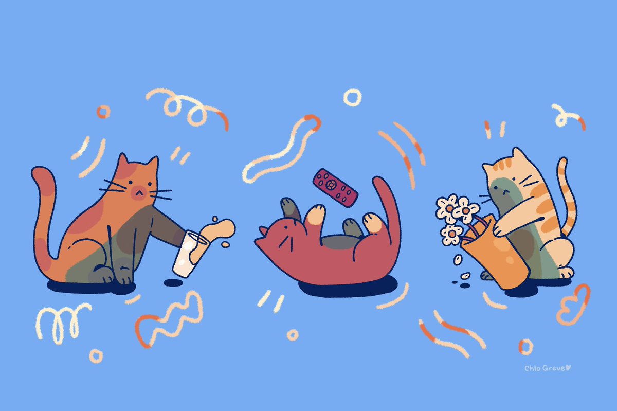 「My cat won't stop knocking over everythi」chlo🍊のイラスト