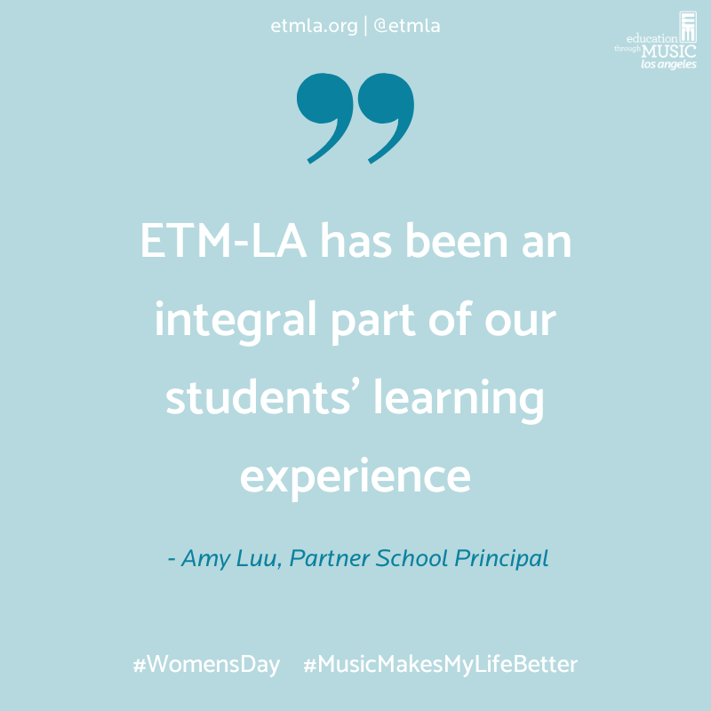 Happy #InternationalWomensDay Today, we want to highlight and thank all the women principals who lead our partner schools in strength, equity, and hope! #WomenPrincipals #MusicMakesMyLifeBetter #ETMLA #GiveTheGiftOfMusic #MusicEducation #NonProfit #LosAngeles #Music