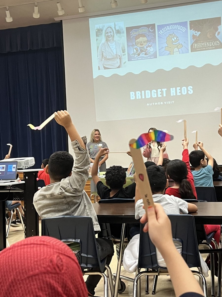 MrsiHurt's tweet photo. We we’re excited to meet @bridgetheos the author of Mustache Baby!  She explained the process of getting a book published. We cheered when one of our own was called up to participate! Thank you @MrsG_bookworm! @NISDMead https://t.co/ifcoQaXeyg