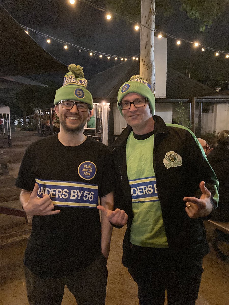 blakeandthepork's tweet image. Check out some of our new merch as modeled by @JohnSharkeyIII and @SEIFFERTOVAL Shirts are available @rlmerchdotcom and beanies at @LandspeedRec #RaidersBy56 #Arseclown #GetForked