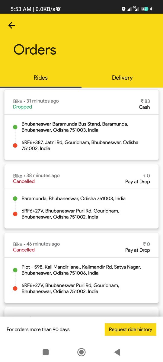 Ajit43857629's tweet photo. @rapidobikeapp after so many cancellation just because rapido rider was always demanding extra money without any reason and always ask to cancel the ride please look such issues this issue was common in Bhubaneswar https://t.co/8cKccLsQDL