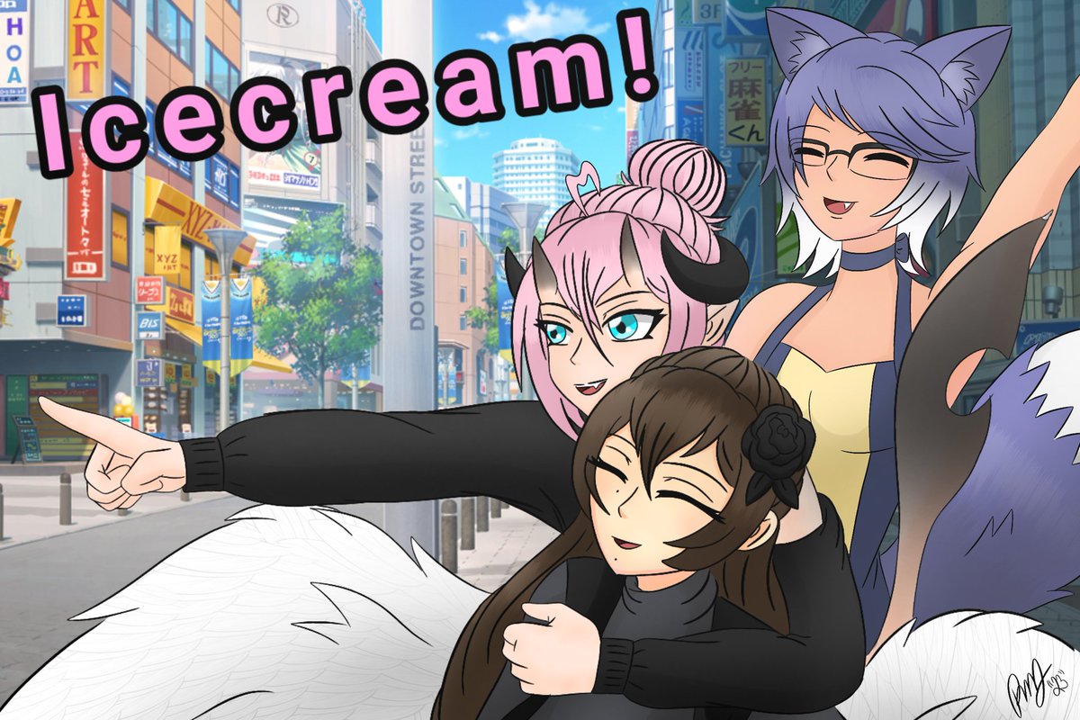 Some fun lil fan art of @ouijasummoned , <a href="/Kyrasfoxden/">Kyra's_fox_den</a> and myself.